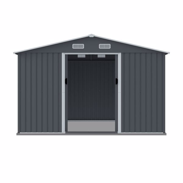 Outdoor Storage Shed 8 x 10 FT Large Metal Tool Sheds, Heavy Duty Storage House with Sliding Doors with Air Vent,Dark Grey [Sale to Temu is Banned.Sale to Temu is Banned.Weekend can not be shipped, or