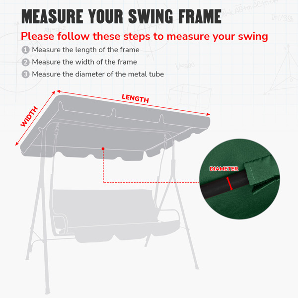 66'' x 45'' UV Protection & Water Resistance Swing Canopy Replacement Waterproof Top Cover for Outdoor Garden Patio Porch Yard, Top Cover Only（No shipping on weekends.）