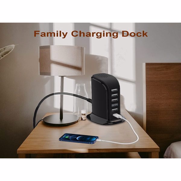USB Charger Block 6 In 1 Upoy, 40W USB C Charger 3A, Charging Hub With 5 USB Ports(Shared 6A) For Multiple Electronics[Do not ship on weekends, place orders with caution]