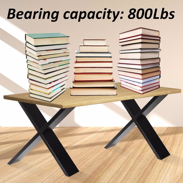 金属桌腿，600 磅承重长凳腿，重型咖啡桌腿，U 和 X 形餐桌腿，DIY 家具、电脑桌、办公桌用金属桌腿，现代办公桌｜黑色（2 件套）-5