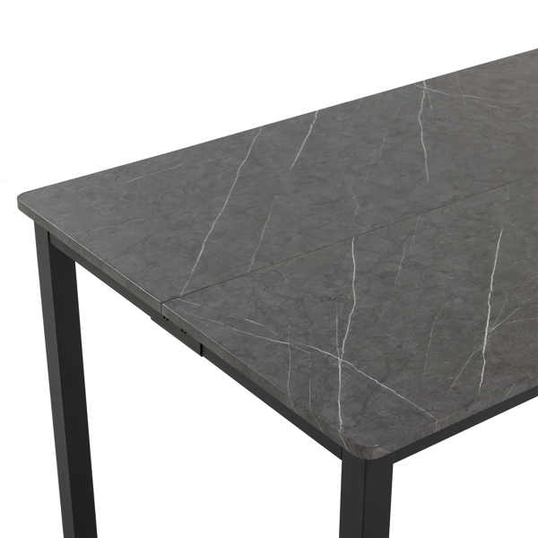 Disassemble rectangular dining table with straight feet MDF grey desktop splicing PVC marble surface 140*76*76cm N101