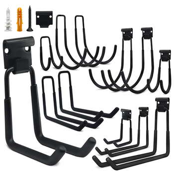 Utility tools, garages, ladders, wall racks, brackets, outdoor garage hooks 12-piece, heavy-duty steel tool wall storage hooks with non-slip coating, practical wall-mounted mounts for bicycles, ladder