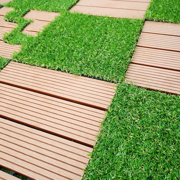 Artificial Realistic Grass Tiles, Grass Interlocking Synthetic Thick Turf Flooring，8Pcs 12"Lx12"W 