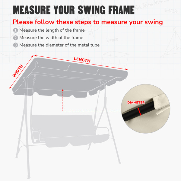 66'' x 45'' UV Protection & Water Resistance Swing Canopy Replacement Waterproof Top Cover for Outdoor Garden Patio Porch Yard, Top Cover Only（No shipping on weekends.）