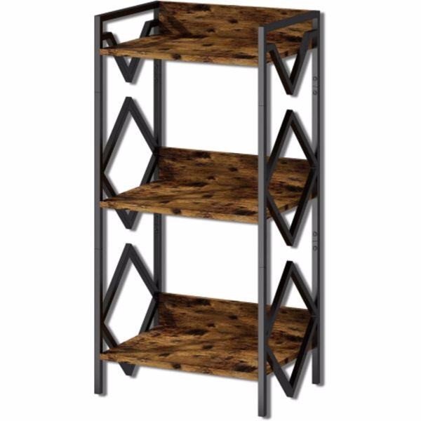 Modern Minimalist Three Tier Metal Bookshelf for Office, Living Room, Bedroom, Black （No shipping on weekends）