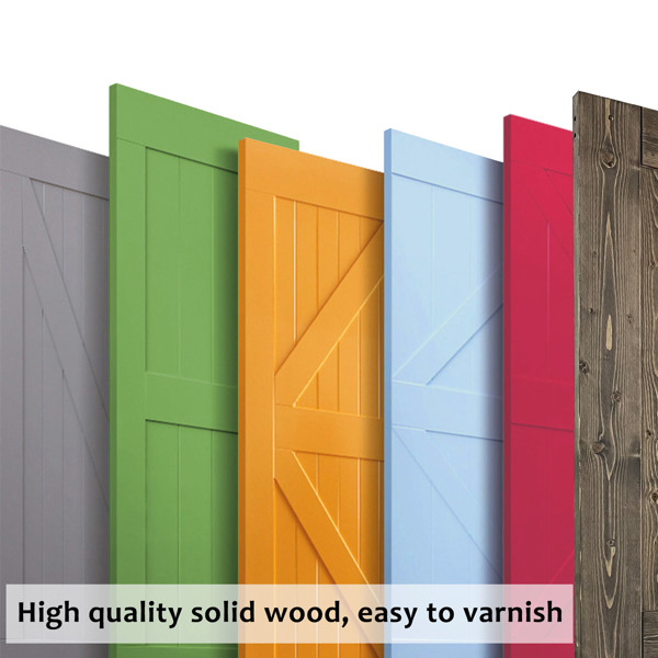 36 in. x 84 in.  Sliding Barn Door with 6.6FT Barn Door Hardware Kit & Handle ，K Frame，Solid Spruce Wood，gray spray paint