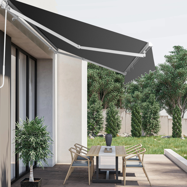 13*8FT gray retractable awning aluminum alloy bracket polyester cloth retractable