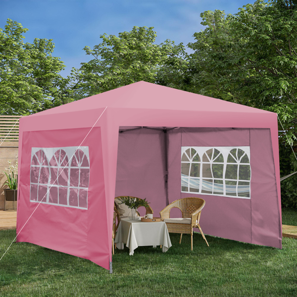 Outdoor 10 x 10 Ft Pop Up Gazebo Canopy with Removable Sidewall, 2 pcs Sidewall with Zipper,2 pcs Sidewall with Windows,with 4 pcs Sand bag  and Carry Bag,Pink [Sale to Temu is Banned.Weekend can not 