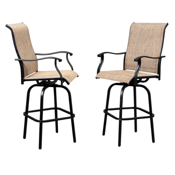 2pcs Wrought Iron Swivel Bar Chair Patio Swivel Bar Stools Black（without table）