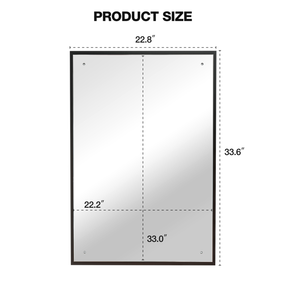 Rectangular Wall Mount Mirror 22.8 x 33.6 Inch for Barbershop/Spa/Bathroom/Vanity, Home Salon Use