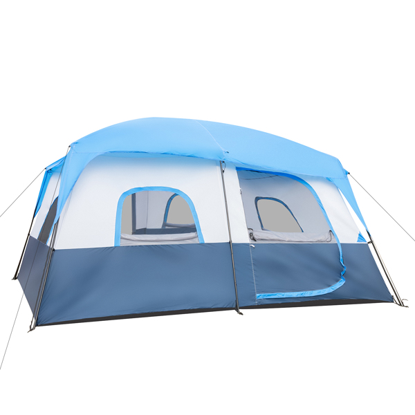430*430*210cm Polyester Cloth Fiberglass Poles Can Accommodate 14 People Camping Tent Dark Blue And White