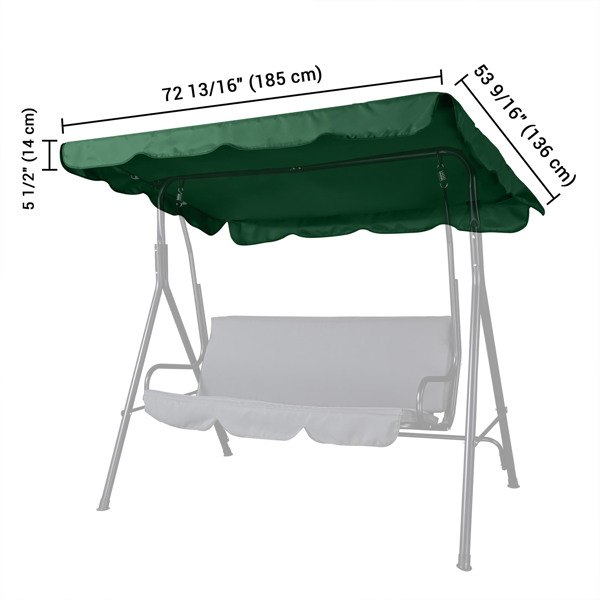 72'' x 52'' UV Protection & Water Resistance Swing Canopy Replacement Waterproof Top Cover for Outdoor Garden Patio Porch Yard, Top Cover Only（GREEN）（No shipping on weekends.）