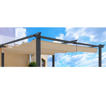 Replacement Canopy Top Cover Fabric for 13 x 10 Ft Outdoor Patio Retractable Pergola Sun-shelter Canopy，Khaki [Weekend can not be shipped, order with caution]