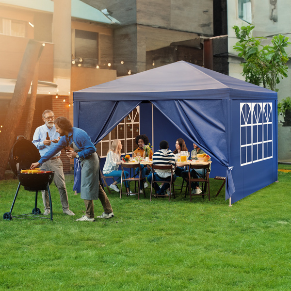 10'x10' Gazebo Waterproof Outdoor Canopy Patio Tent Party Tent for Wedding BBQ Cater, Blue