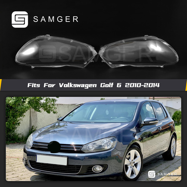 Pair Headlight Lens Cover For Volkswagen VW Golf Ⅵ Golf 6 MK6 GTI R 2010-2014