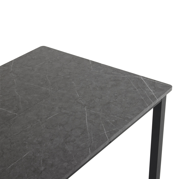 Disassemble rectangular dining table with straight feet MDF grey desktop splicing PVC marble surface 140*76*76cm N101