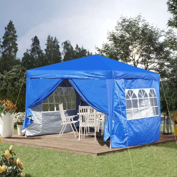 Outdoor 10 x 10 Ft Pop Up Gazebo Canopy with Removable Sidewall, 2 pcs Sidewall with Zipper,2 pcs Sidewall with Windows,with 4 pcs Sand bag  and Carry Bag,Blue [Sale to Temu is Banned.Weekend can not 