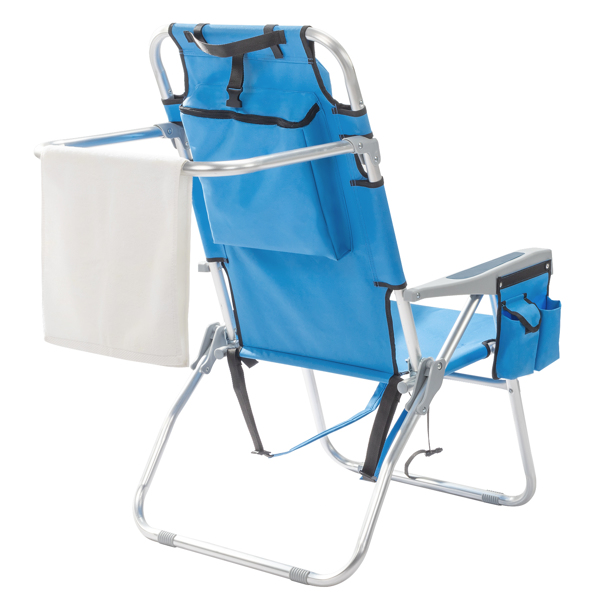 63*70*99cm Heightened Oxford Cloth Silver White Aluminum Tube Bearing 100kg Beach Chair Blue