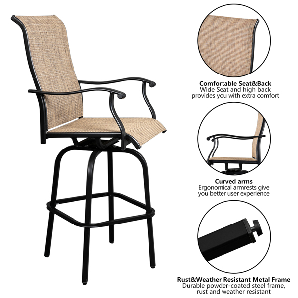 【Walmart, Amazon are at risk of patent infringement】2pcs Wrought Iron Swivel Bar Chair Patio Swivel Bar Stools Black（without table）