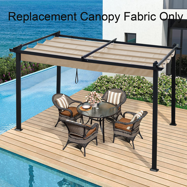 Replacement Canopy Top Cover Fabric for 13 x 10 Ft Outdoor Patio Retractable Pergola Sun-shelter Canopy，Khaki [Sale to Temu is Banned.Weekend can not be shipped, order with caution]