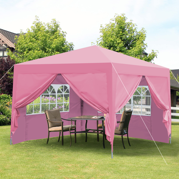 Outdoor 10 x 10 Ft Pop Up Gazebo Canopy with Removable Sidewall, 2 pcs Sidewall with Zipper,2 pcs Sidewall with Windows,with 4 pcs Sand bag  and Carry Bag,Pink [Sale to Temu is Banned.Weekend can not 