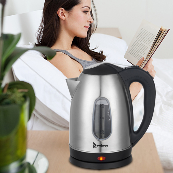 US Standard ZOKOP HD-1802S 120V 1200W 1.5L Stainless Steel Electric Kettle with Water Window