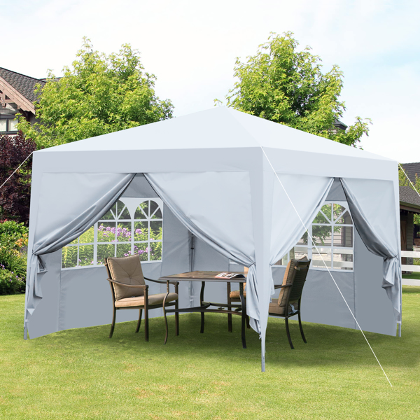 Outdoor 10 x 10 Ft Pop Up Gazebo Canopy with Removable Sidewall, 2 pcs Sidewall with Zipper,2 pcs Sidewall with Windows,with 4 pcs Sand bag  and Carry Bag,White [Sale to Temu is Banned.Weekend can not