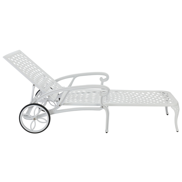 193*64.5*93cm Backrest Adjustable Courtyard Cast Aluminum Lying Bed White