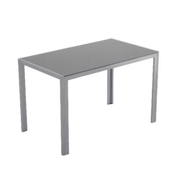 4 seat table leg frame One square table leg table tempered glass stainless steel gray 120*70*75cm N101