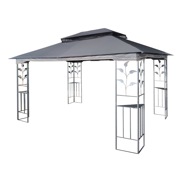 13x10 Outdoor Patio Gazebo Canopy Tent With Ventilated Double Roof And Mosquito net,Gray Top [Sale to Temu is Banned.Weekend can not be shipped, order with caution]