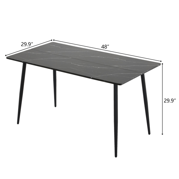 Disassemble rectangular table with arc MDF Black PVC marble surface 122*76*76cm N101