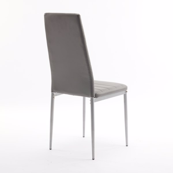 4pcs high back horizontal sewing decorative PVC dining chair round tube grey N101