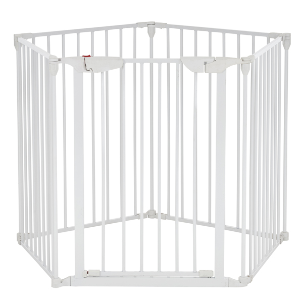 5 Pieces 295.8*74.8*2cm Foldable Fireplace Fence White