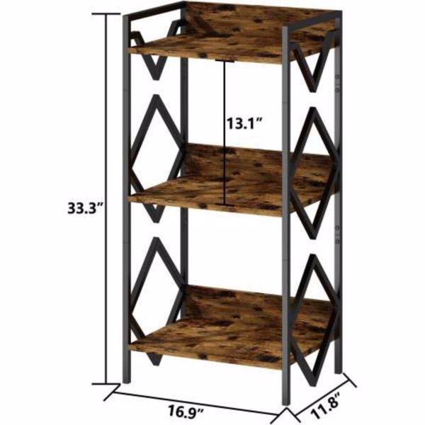 Modern Minimalist Three Tier Metal Bookshelf for Office, Living Room, Bedroom, Black （No shipping on weekends）