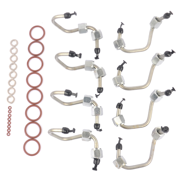 Set of 8 Fuel Injector Install Kit with Injector Line for Ford F-250 F-350 F-450 F-550 6.4L Powerstroke 2008-2010