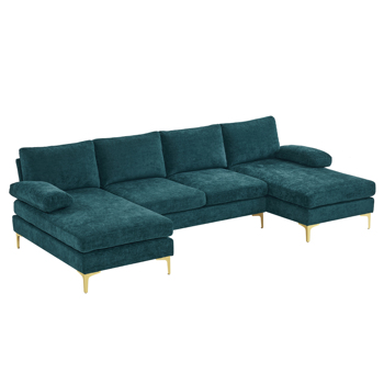 U-Shaped 4-Seat Indoor Modular Sofa Blue-Green Color--Same type:89399889