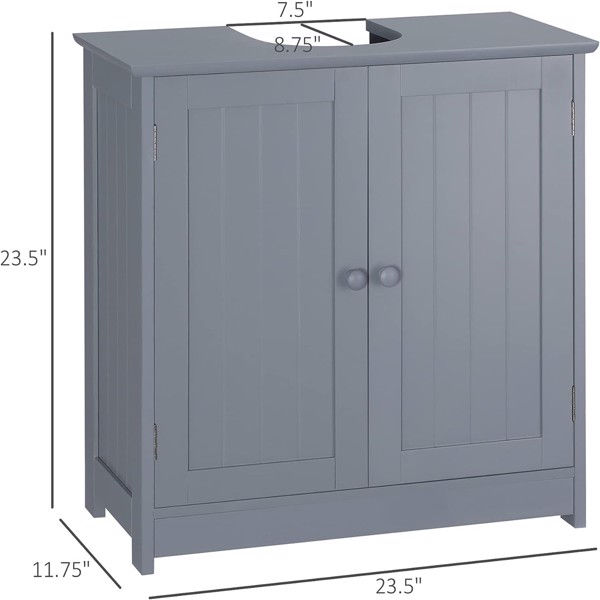 Bathroom Cabinet with 2 Doors and Shelf Bathroom Vanity Grey-AS	 (Swiship-Ship)（Prohibited by WalMart）