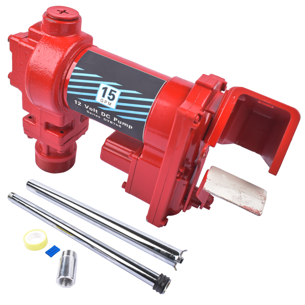 Red 12V DC 15GMP Fuel Transfer Pump Kit for Car Truck Tractor Diesel Gas Gasoline