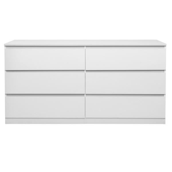 FCH 6 Drawer Double Dresser for Bedroom, Wide Storage Cabinet for Living Room Home Entryway, White