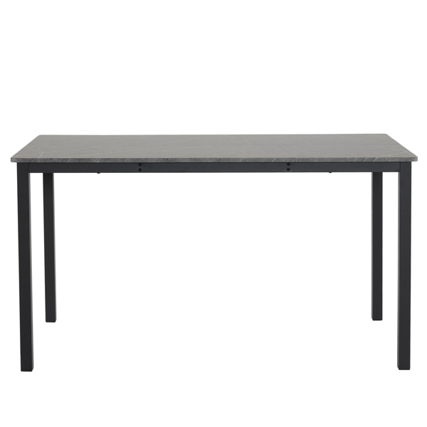 Disassemble rectangular dining table with straight feet MDF grey PVC marble surface 120*76*76cm N101