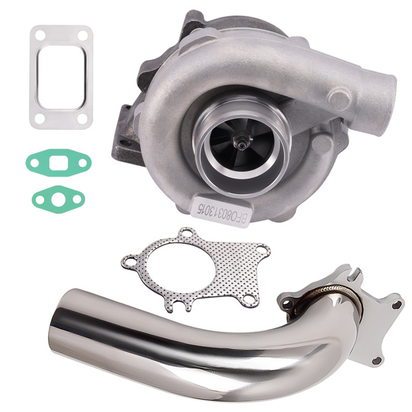 T04E T3/T4 .57 A/R 48.1 Trim Universal Turbocharger Compressor up to 400+HP + Stainless 2.5" 5-Bolt Flange Down Pipe Exhaust