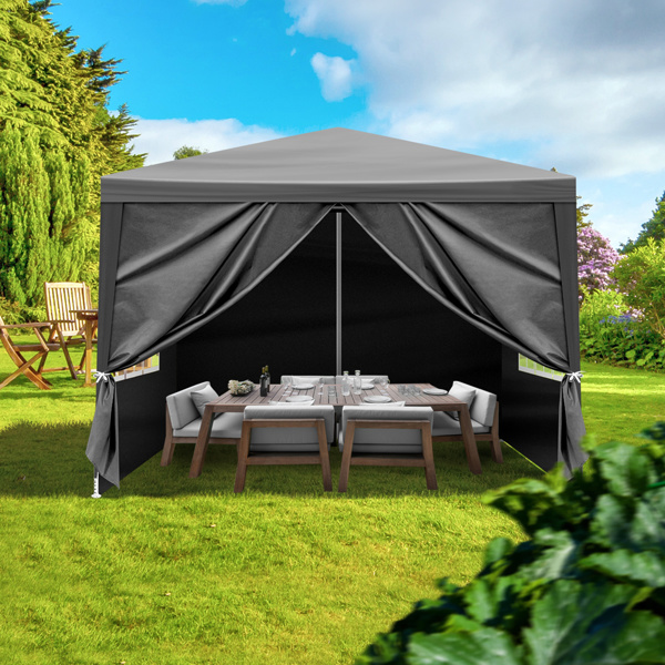 10'x10' Gazebo Waterproof Outdoor Canopy Patio Tent Party Tent for Wedding BBQ Cater, Black