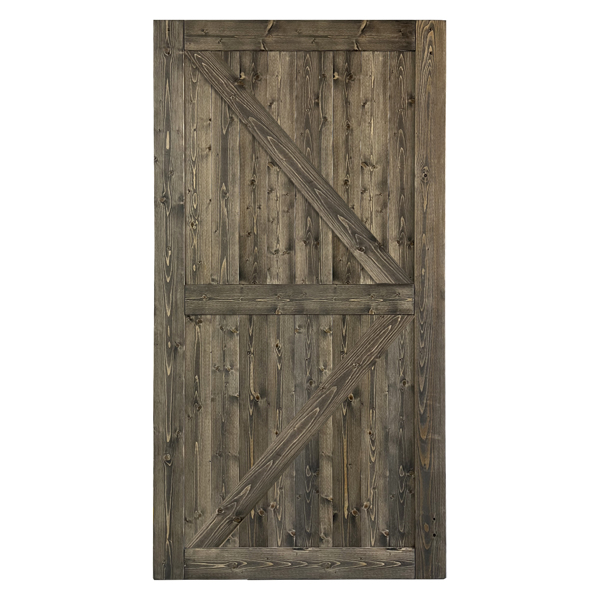 42 in. x 84 in. Sliding Barn Door with 7FT Barn Door Hardware Kit & Handle ，K Frame，Solid Spruce Wood，gray spray paint