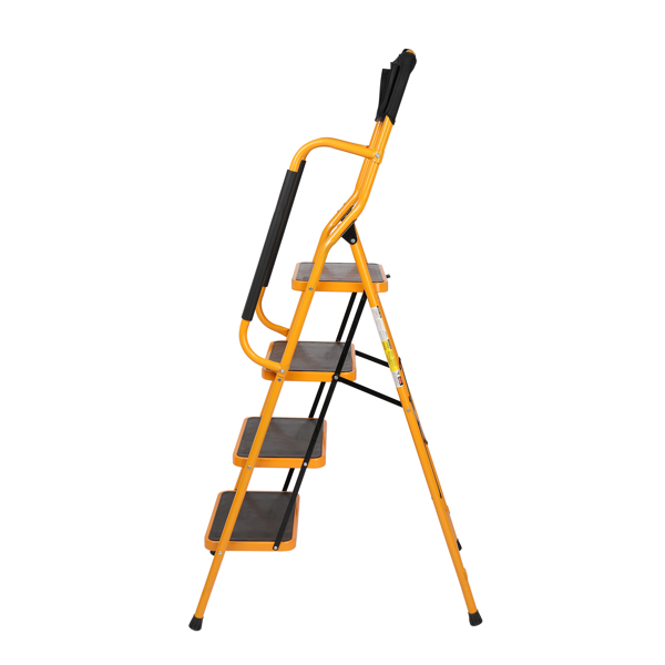 Iron 4-step step ladder with handrails ginger
