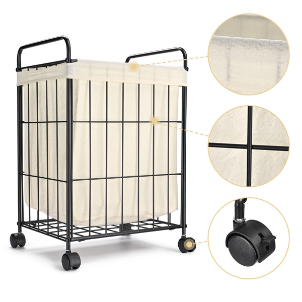 Laundry hamper with lid and wheels, laundry hamper with handle and removable liner bag, laundry hamper with metal frame, easy to assemble.(No shipping on weekends.)