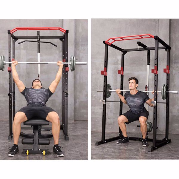 Power Cage Squat Rack Stands Gym Equipment 1000-Pound Capacity Exercise pull-up down