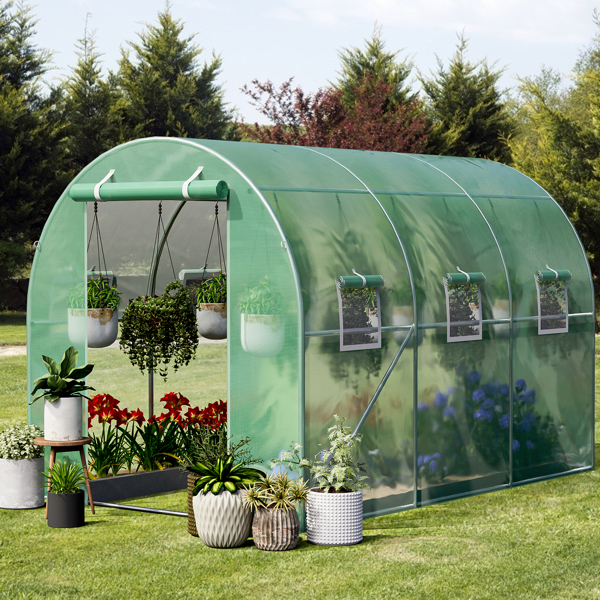 Greenhouses for Outdoors 10x7x7FT Upgraded Large Hot House for Green Garden Plant w/ Heavy Duty Galvanized Steel Frame Portable Walk-in Tunnel Tent （禁售Temu）！！！