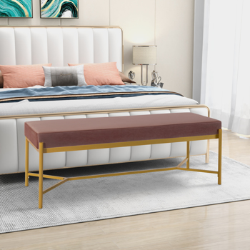  55\\'\\' Long Upholstered Bench Velvet End of Bed Bench for Bedroom, Living Room or Entryway