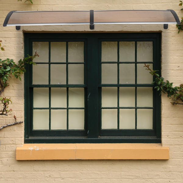 HT-200 x 100 Household Application Door & Window Rain Cover Eaves Brown Board & Black Holder