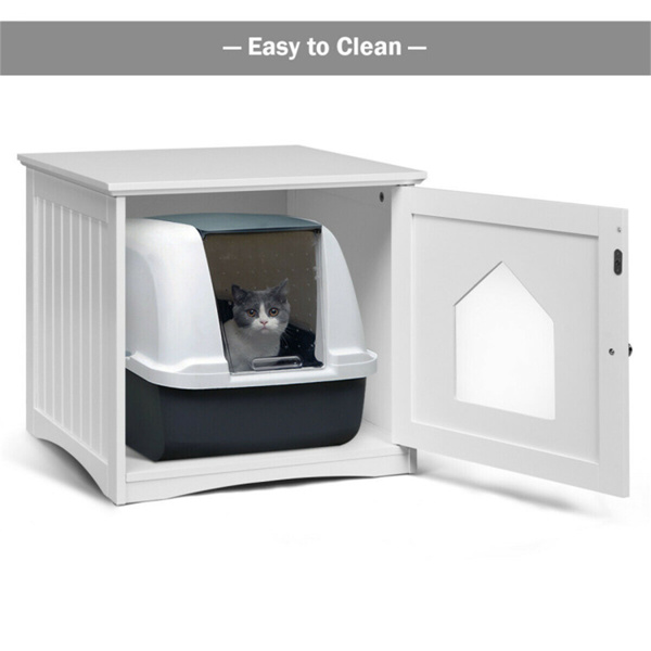 20"White Wooden Cat Litter Box End Table